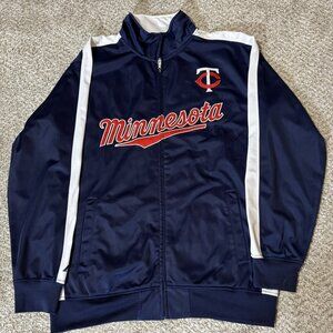 Minnesota Twins Jacket Mens XLT MLB Baseball Script Pullover Navy White Twins La